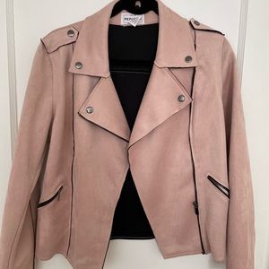 Dusty rose faux suede jacket